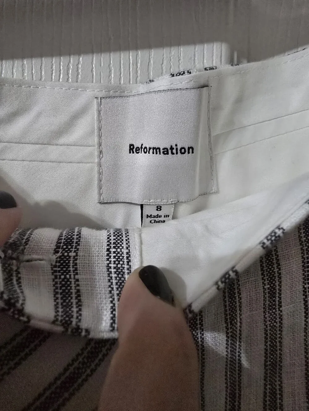 Reformation | Carter Linen Mid Rise Wide Leg Striped Trouser Pants, Sz 8, EUC! - Picture 14 of 15
